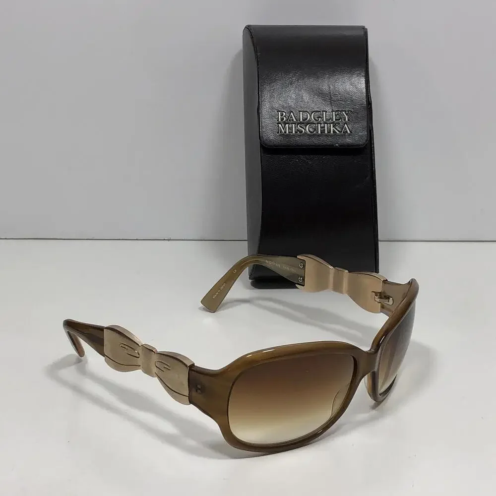 Badgely Mischka Women's Sunglasses Sable Dorothy Bow Side Brown Gradient w/ Case